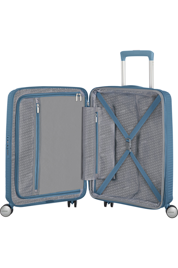 American Tourister Soundbox Spinner Expandable 55cm  Stone Blue