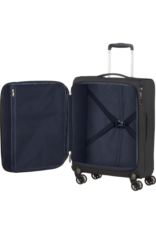 American Tourister Lite Ray Spinner TSA Expandable 55cm  Jet Black