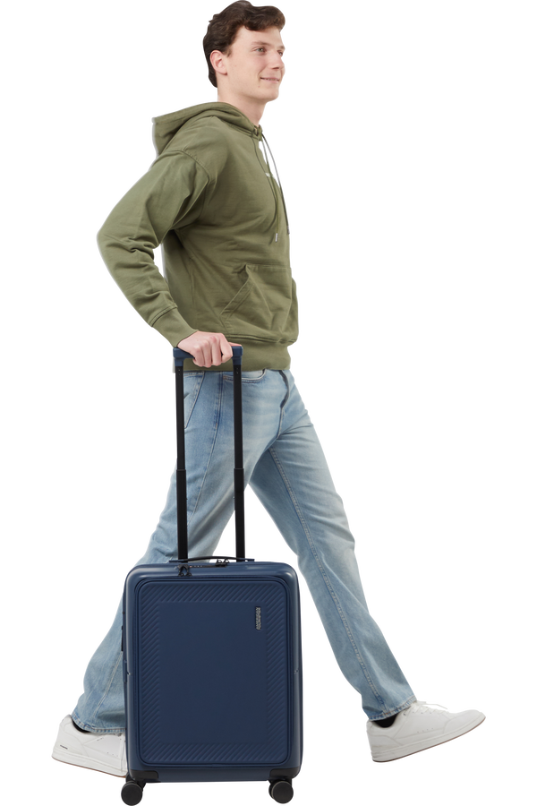 American Tourister DashPop Spinner Expandable Frontloader 55cm  Midnight Blue