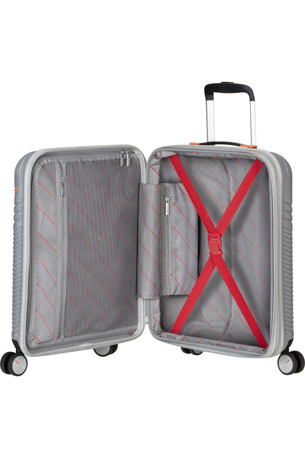 American Tourister Triple Trace Spinner TSA Expandable 55cm  Silver/Orange
