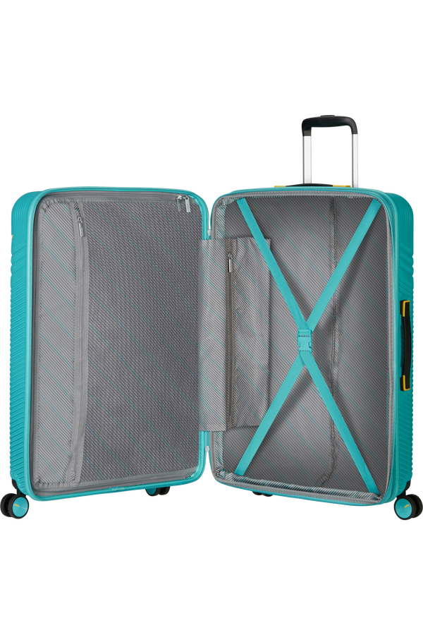 American Tourister Triple Trace Spinner TSA Expandable 76cm  Turquoise/Yellow American Tourister Triple Trace Spinner TSA Expandable 76cm  Turquoise/Yellow