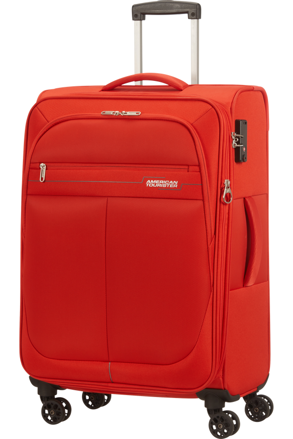 American Tourister Deep Dive Spinner Expandable TSA M  Red/Grey
