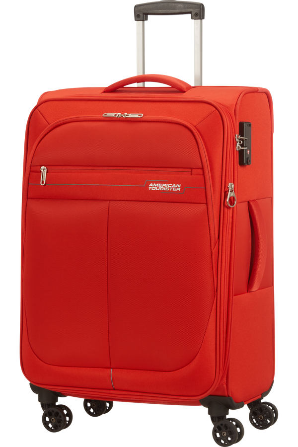 American Tourister Deep Dive Spinner Expandable TSA M  Red/Grey